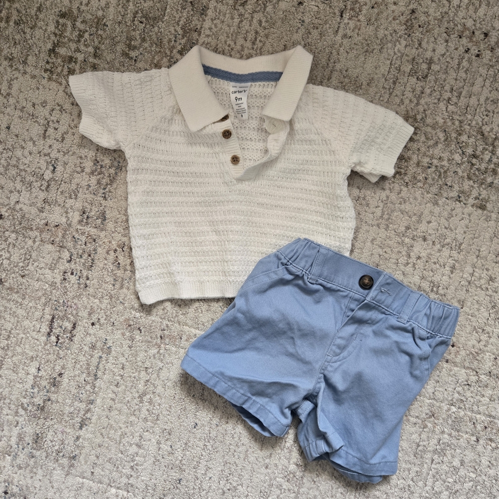 Carter's Light Blue Elastic Waist Shorts